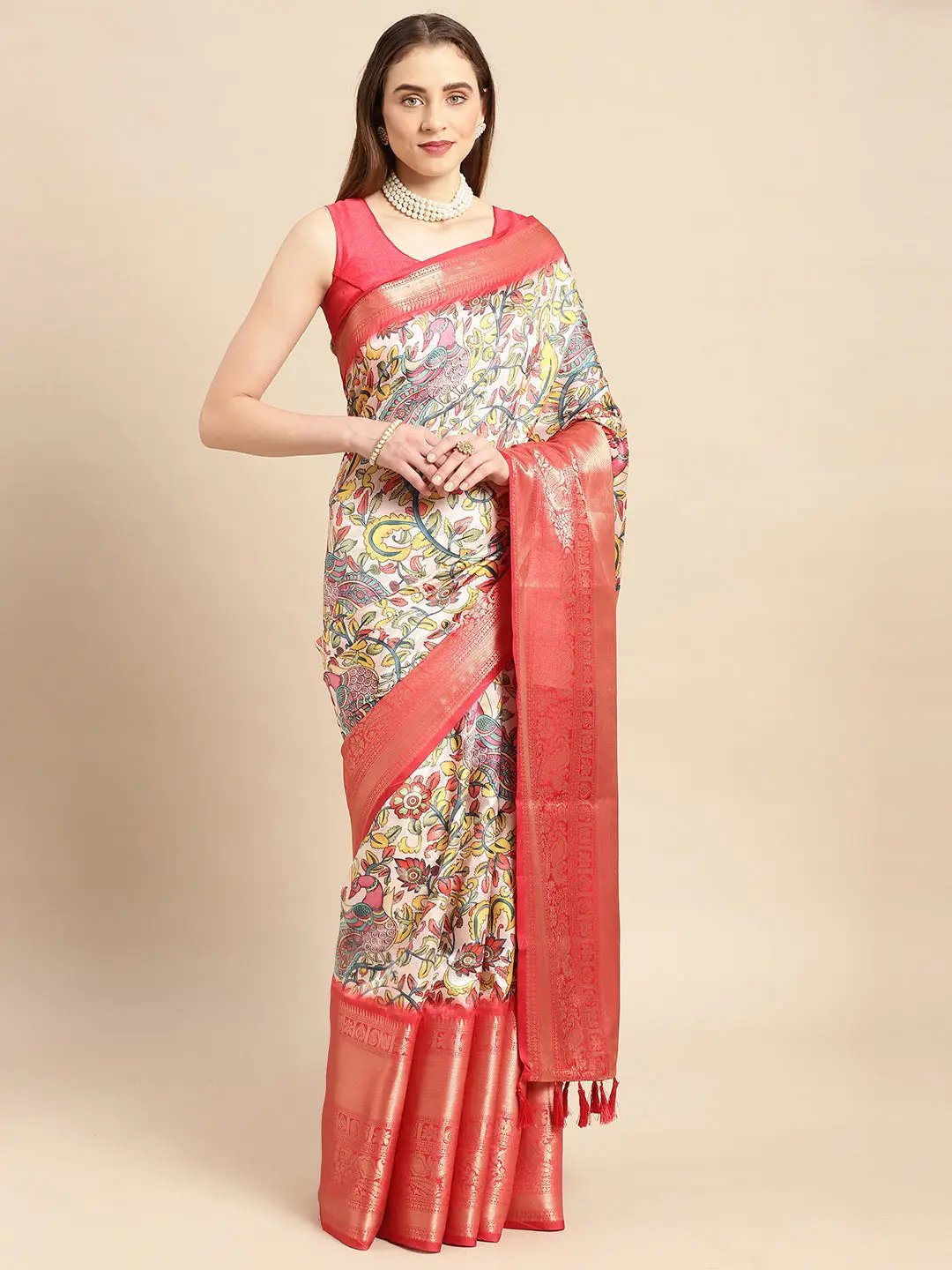 Exquisite Kalamkari Pattu Banarasi Silk Saree by My Store