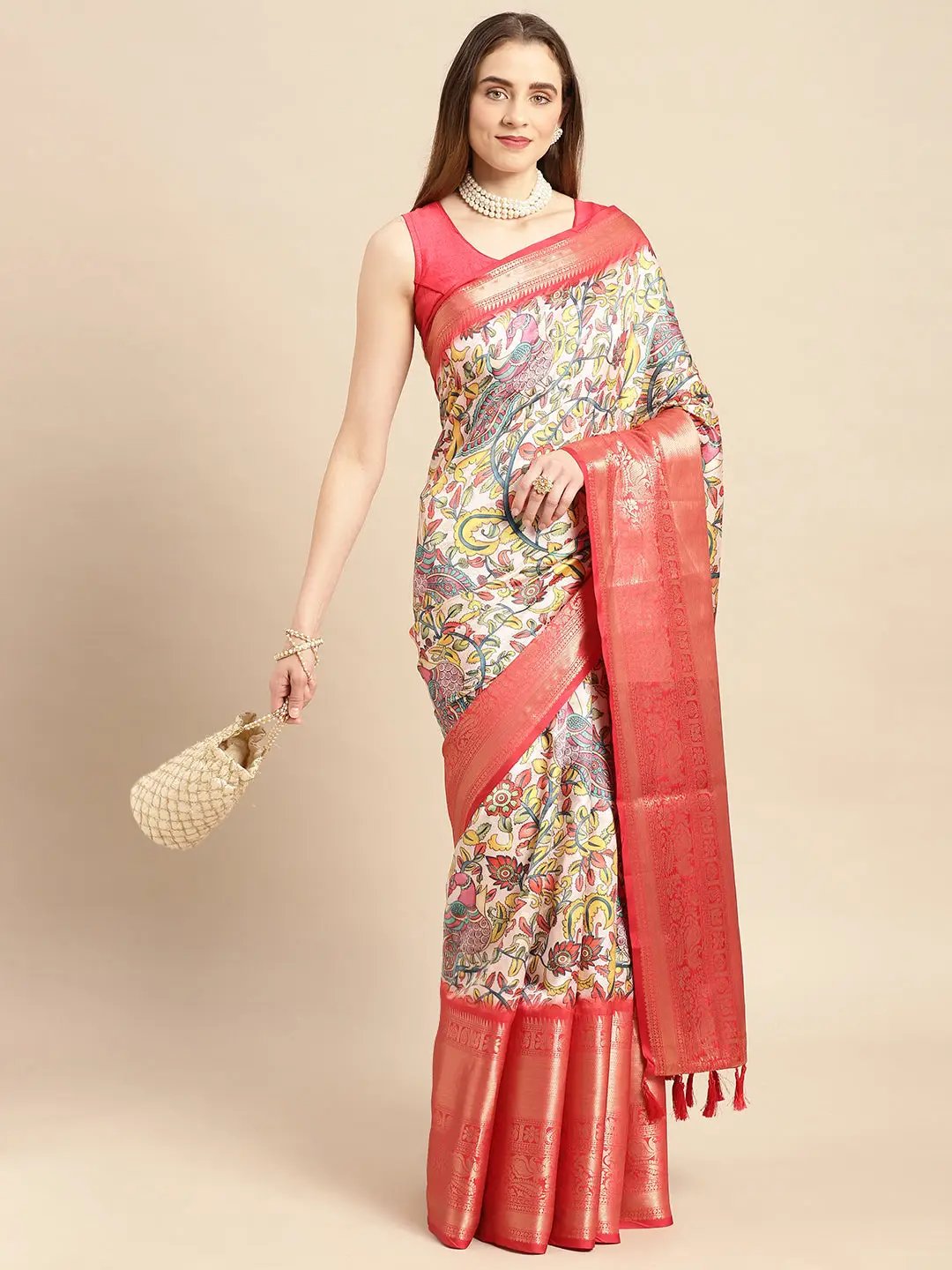Exquisite Kalamkari Pattu Banarasi Silk Saree by My Store