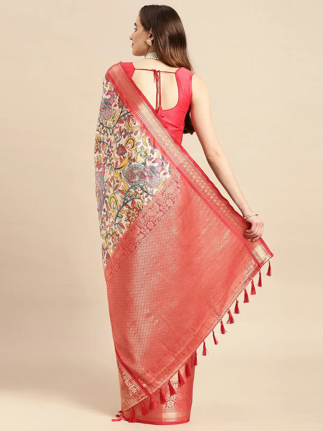 Exquisite Kalamkari Pattu Banarasi Silk Saree by My Store