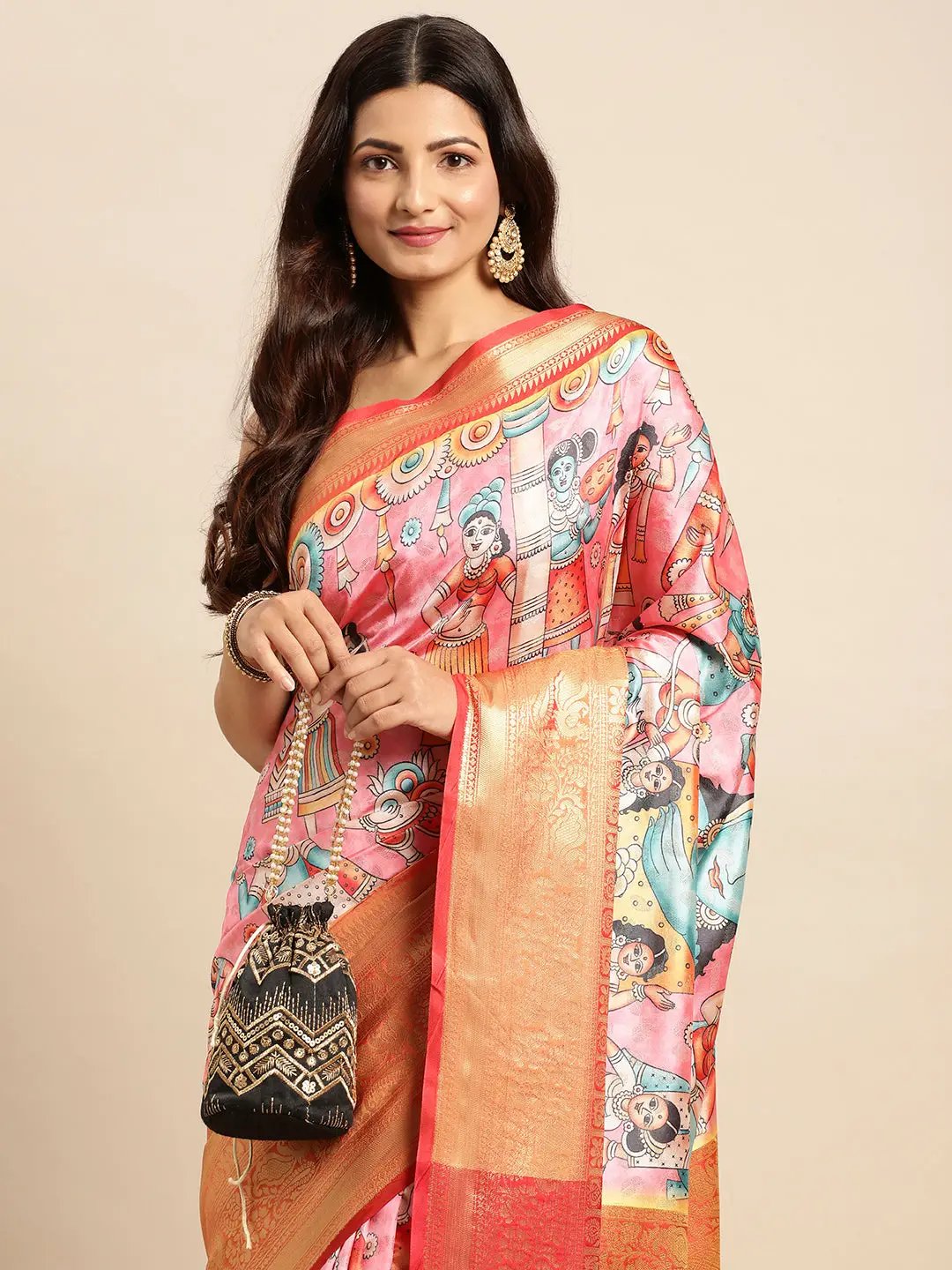 Exquisite Kalamkari Pattu Banarasi Silk Saree by My Store