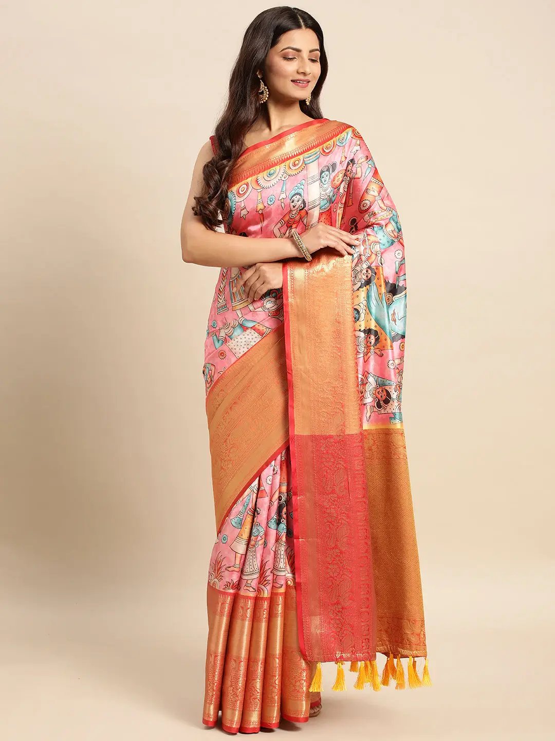 Exquisite Kalamkari Pattu Banarasi Silk Saree by My Store