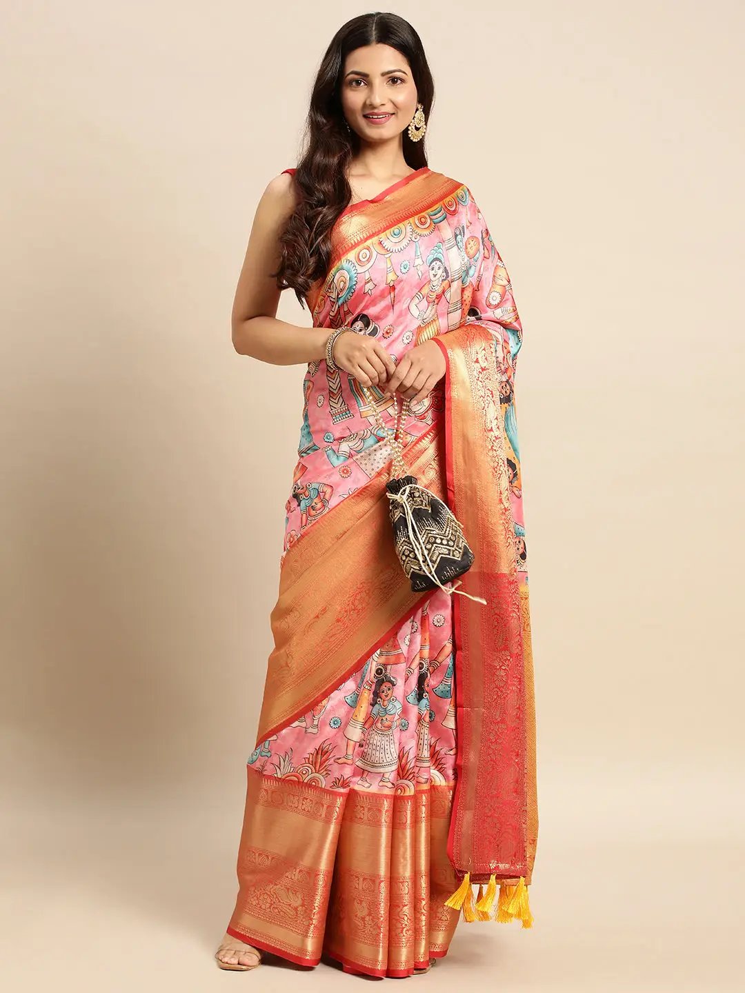 Exquisite Kalamkari Pattu Banarasi Silk Saree by My Store