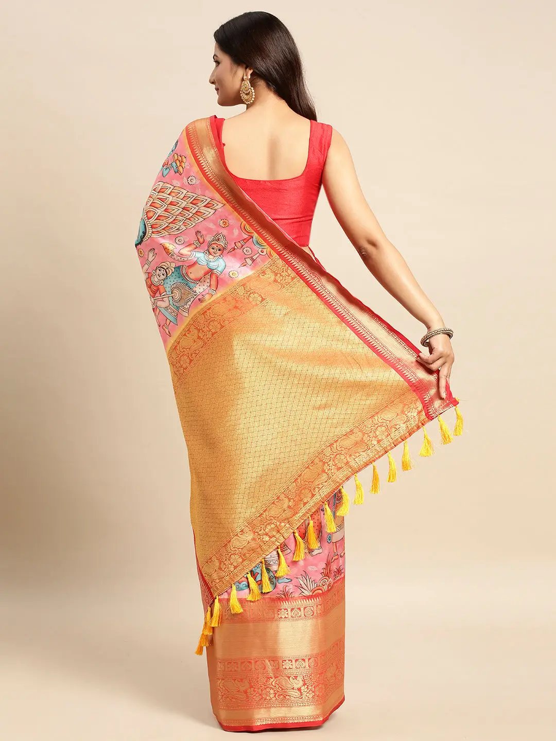 Exquisite Kalamkari Pattu Banarasi Silk Saree by My Store