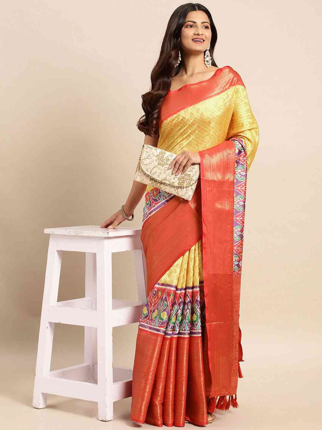 Exquisite Ikkat Digital Pattu Banarasi Silk Saree by My Store
