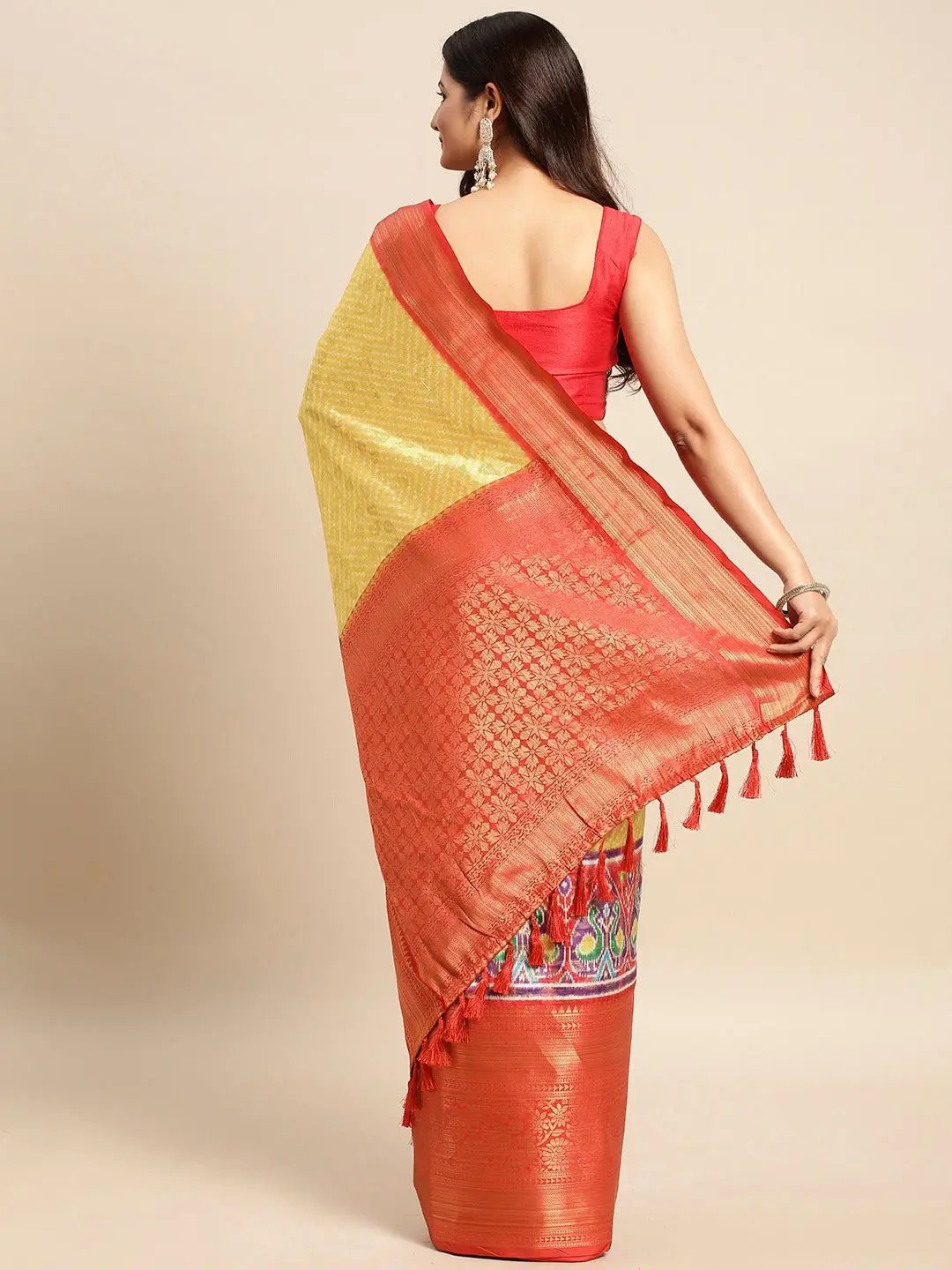 Exquisite Ikkat Digital Pattu Banarasi Silk Saree by My Store