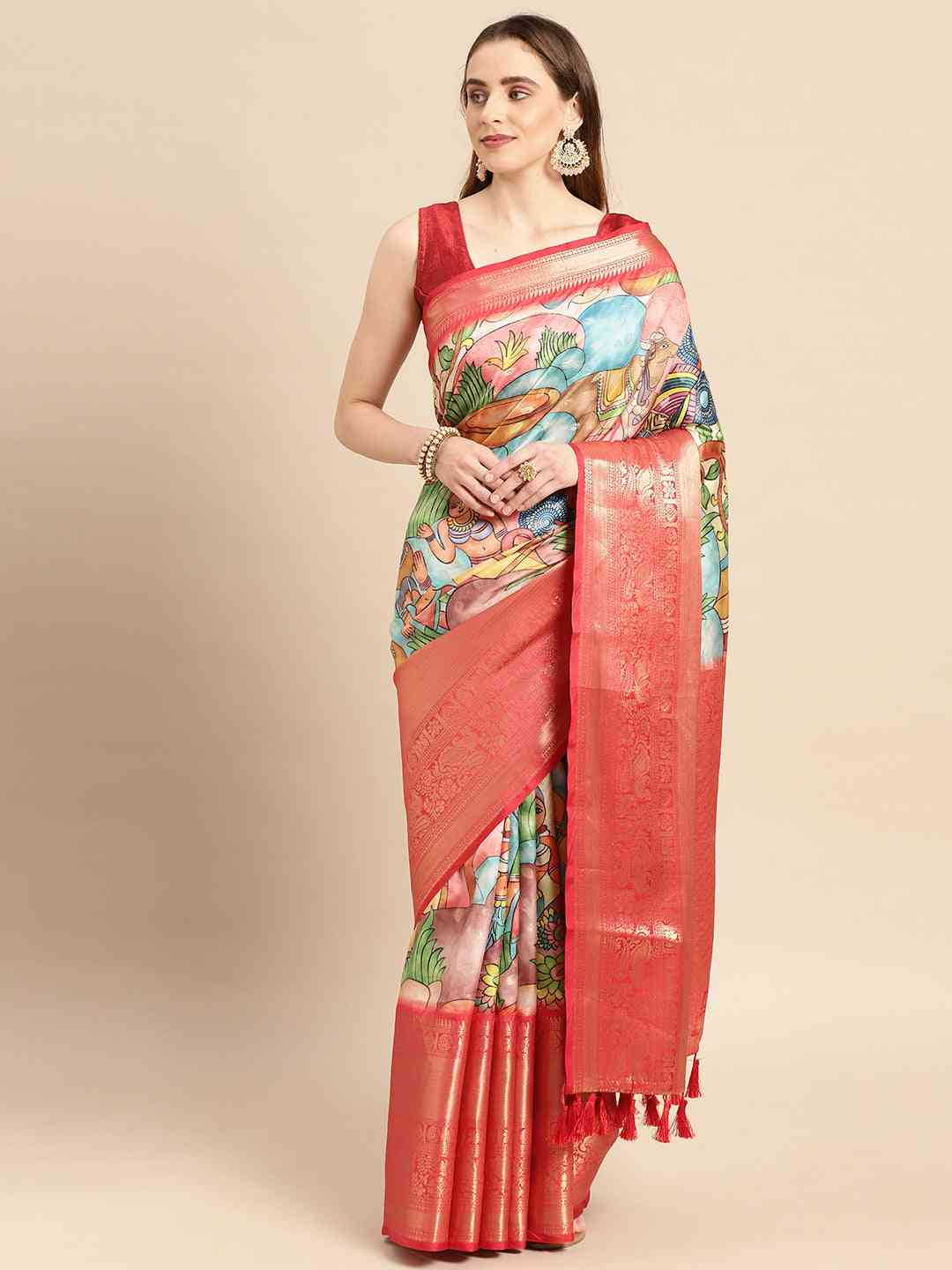 Exquisite Kalamkari Pattu Banarasi Silk Saree by My Store