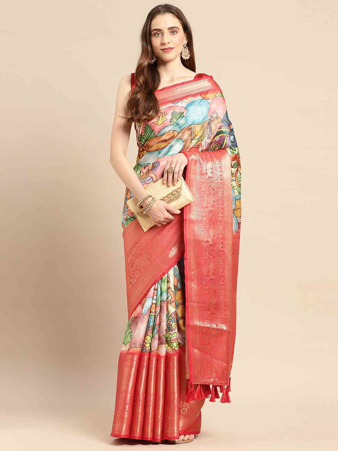 Exquisite Kalamkari Pattu Banarasi Silk Saree by My Store