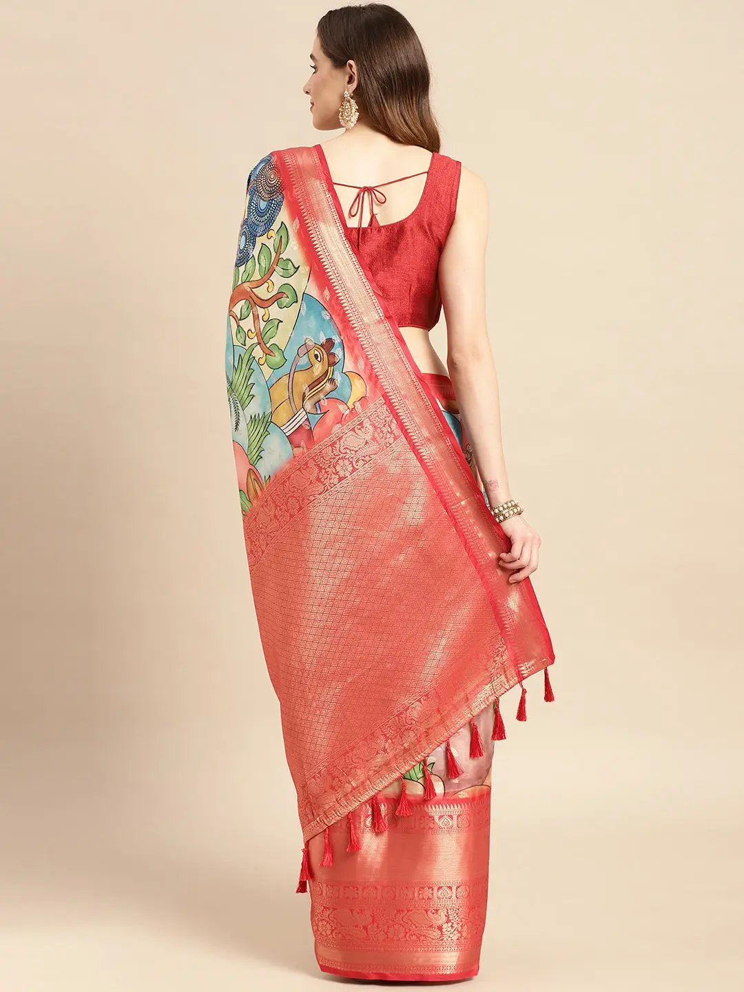 Exquisite Kalamkari Pattu Banarasi Silk Saree by My Store