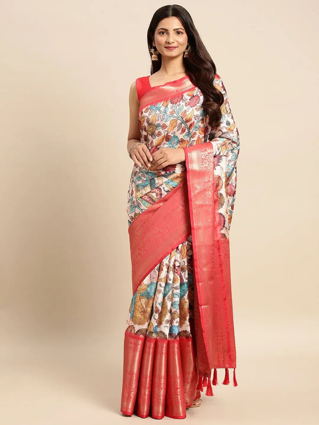 Exquisite Kalamkari Pattu Banarasi Silk Saree by My Store