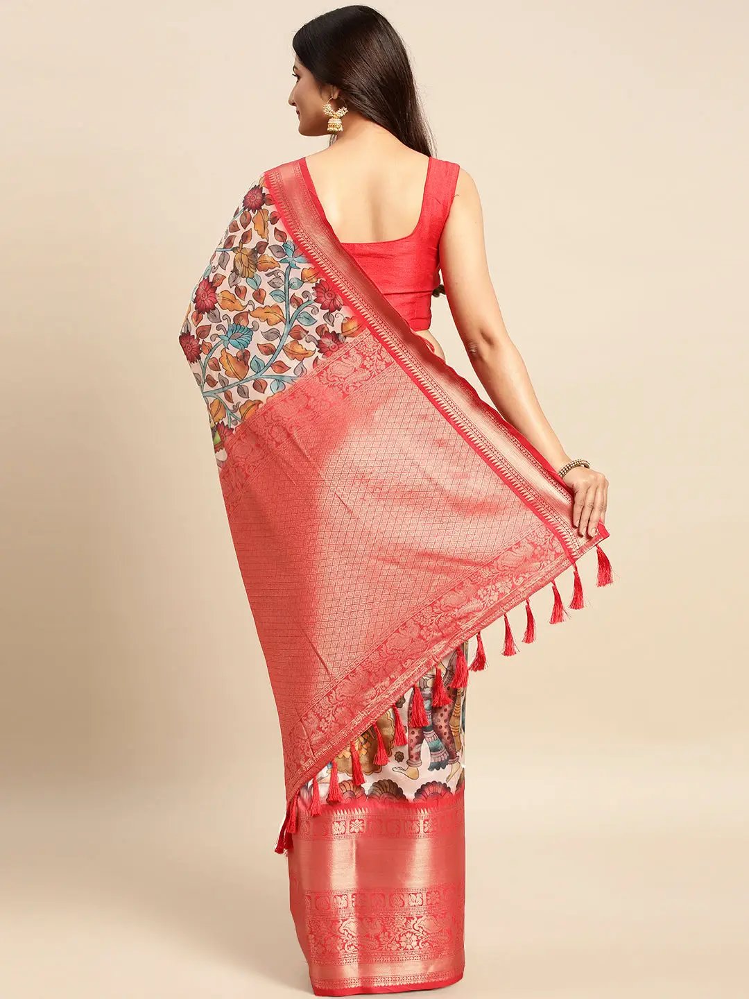 Exquisite Kalamkari Pattu Banarasi Silk Saree by My Store
