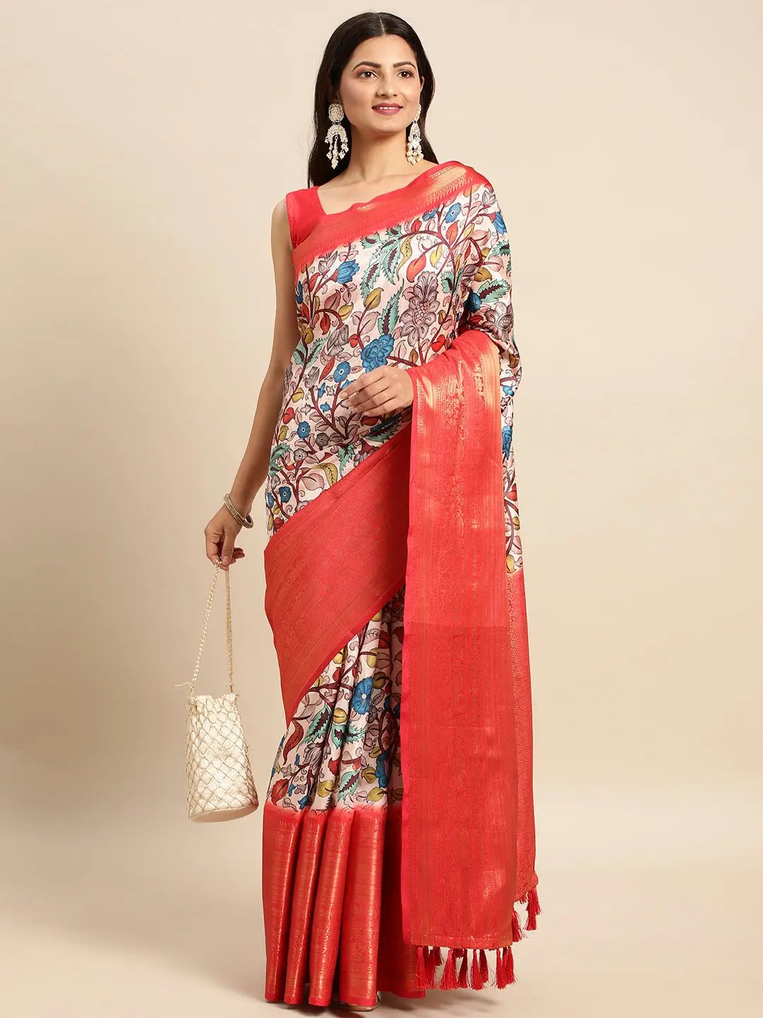 Exquisite Kalamkari Pattu Banarasi Silk Saree by My Store