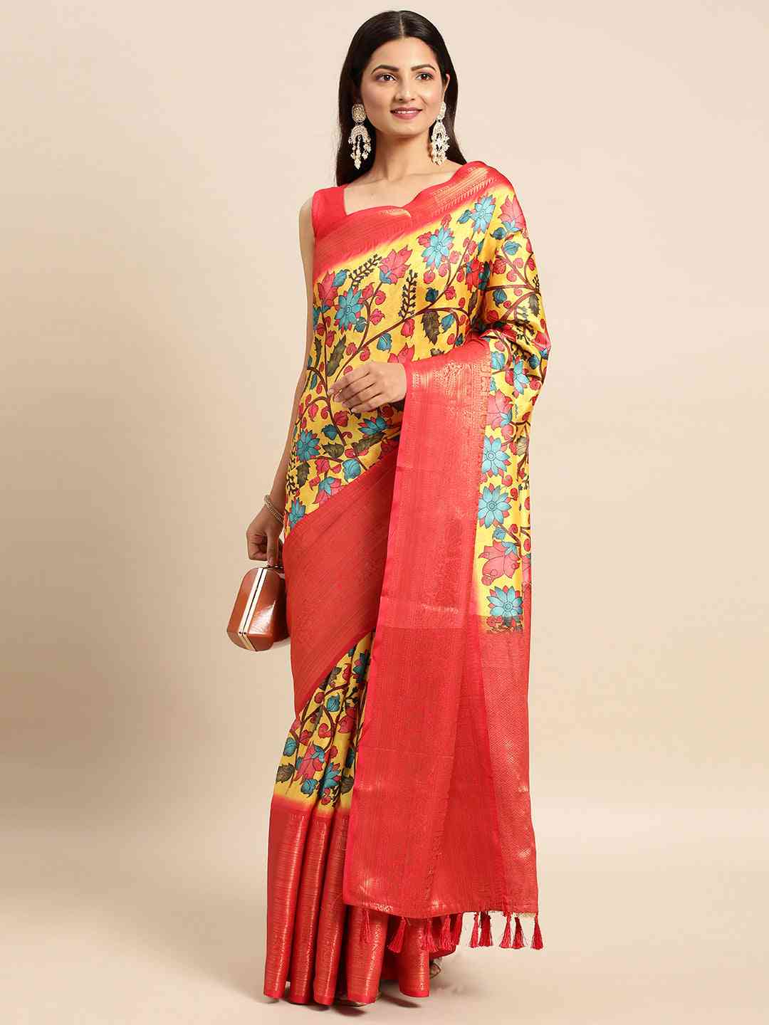 Exquisite Kalamkari Pattu Banarasi Silk Saree by My Store