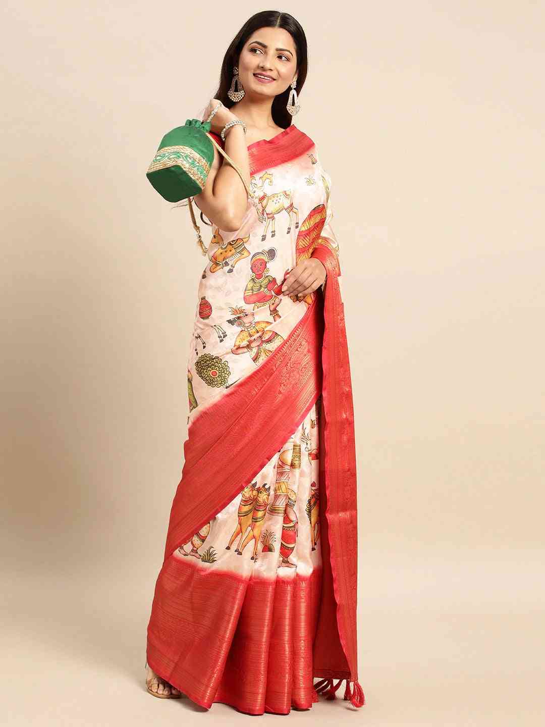 Exquisite Kalamkari Pattu Banarasi Silk Saree by My Store