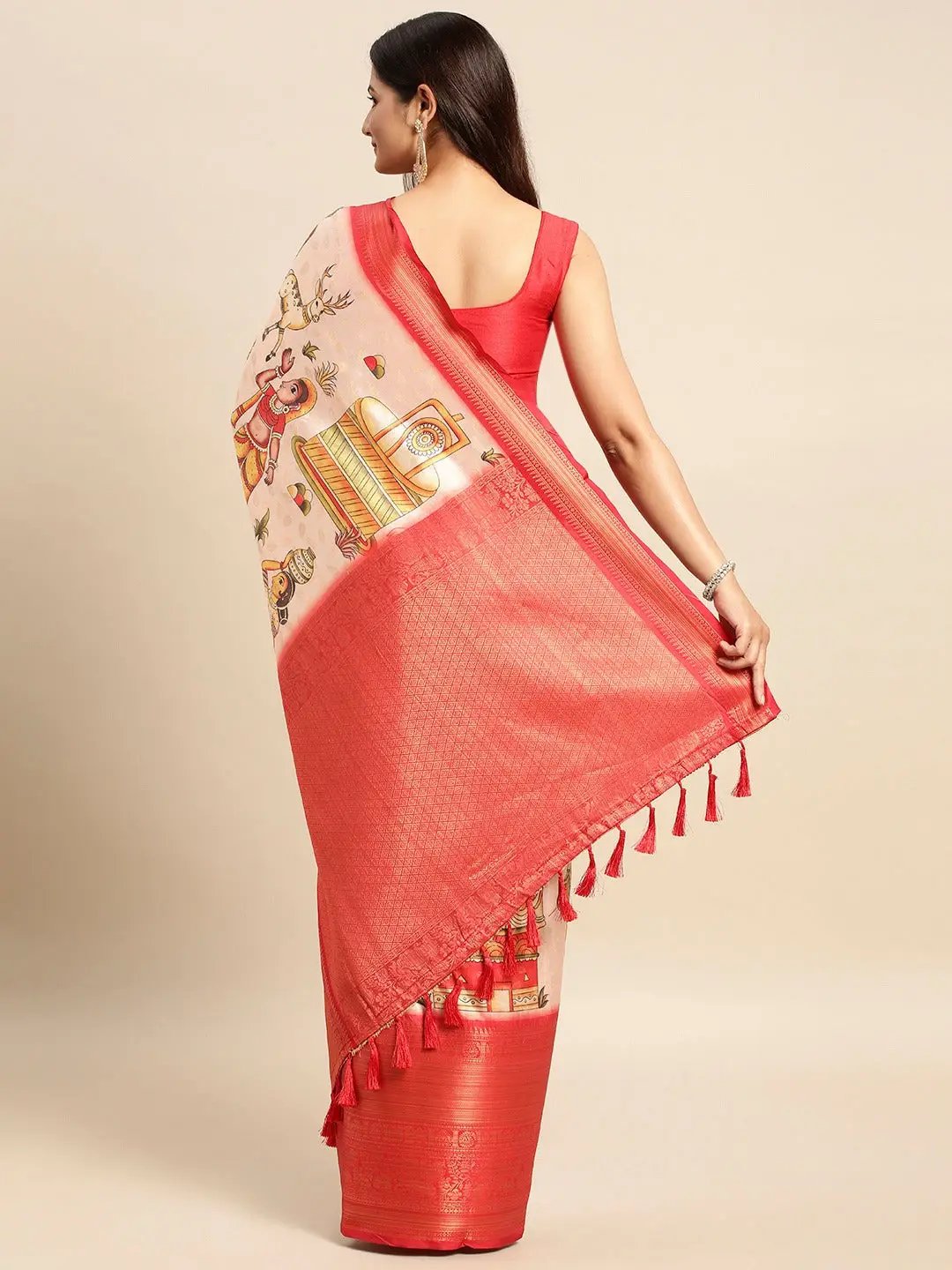 Exquisite Kalamkari Pattu Banarasi Silk Saree by My Store