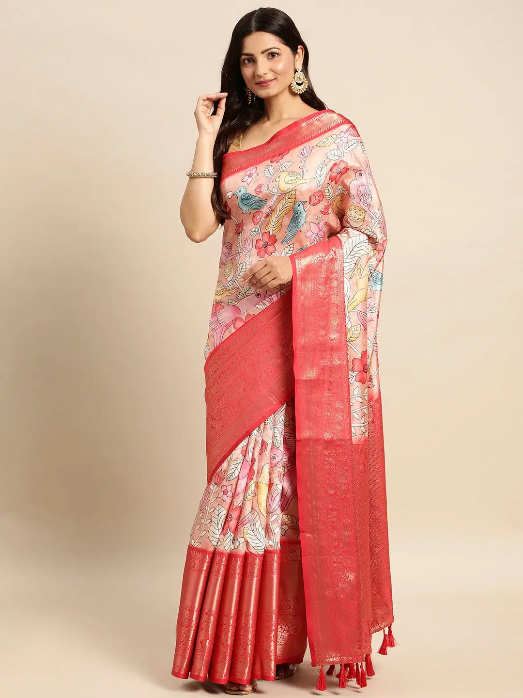 Exquisite Kalamkari Pattu Banarasi Silk Saree by My Store
