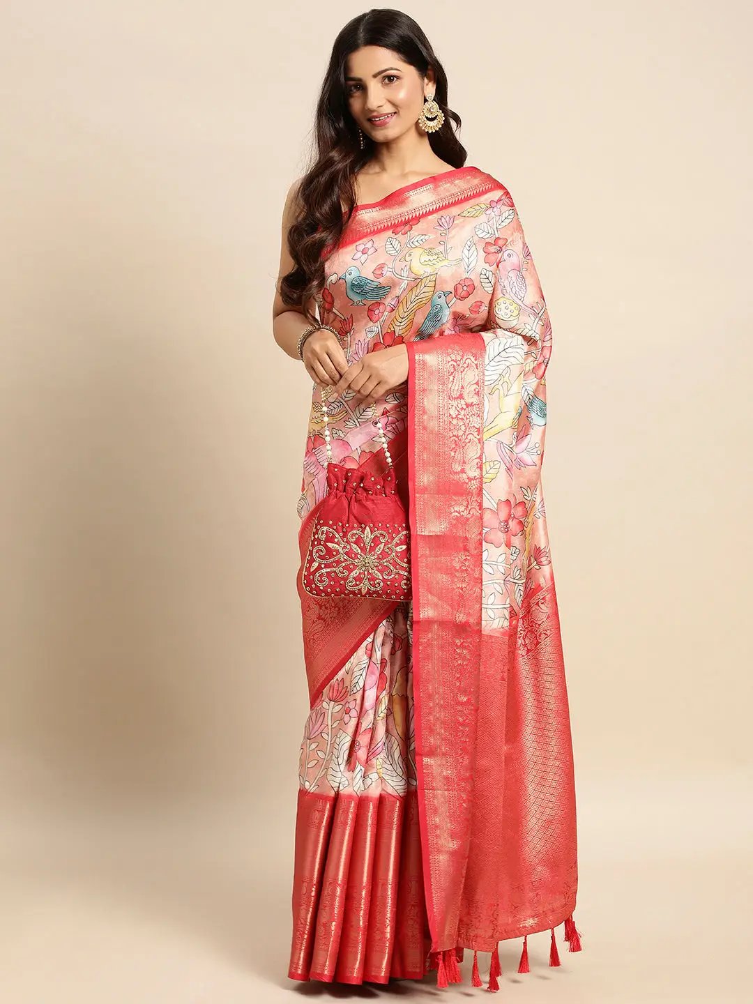 Exquisite Kalamkari Pattu Banarasi Silk Saree by My Store