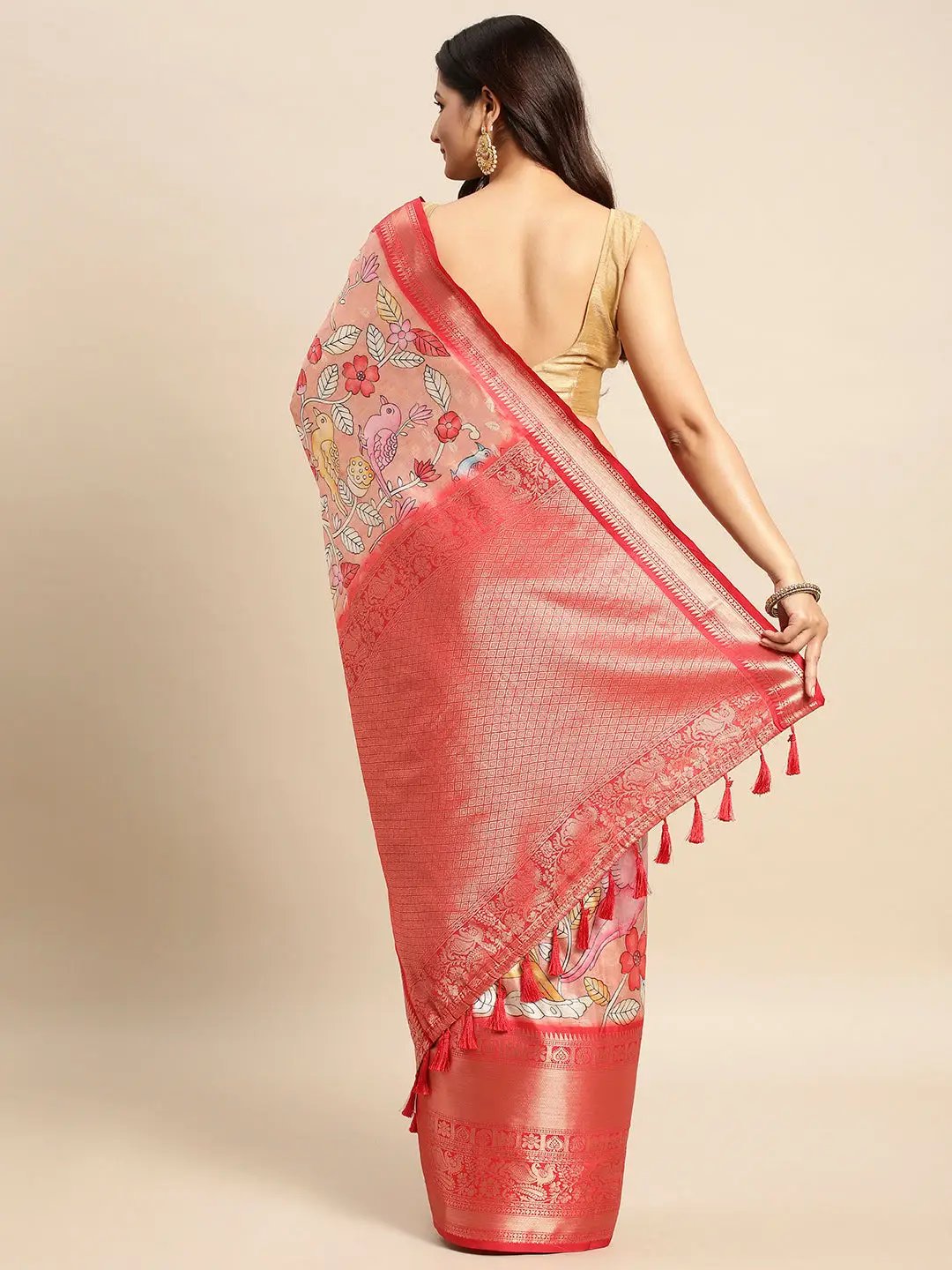 Exquisite Kalamkari Pattu Banarasi Silk Saree by My Store