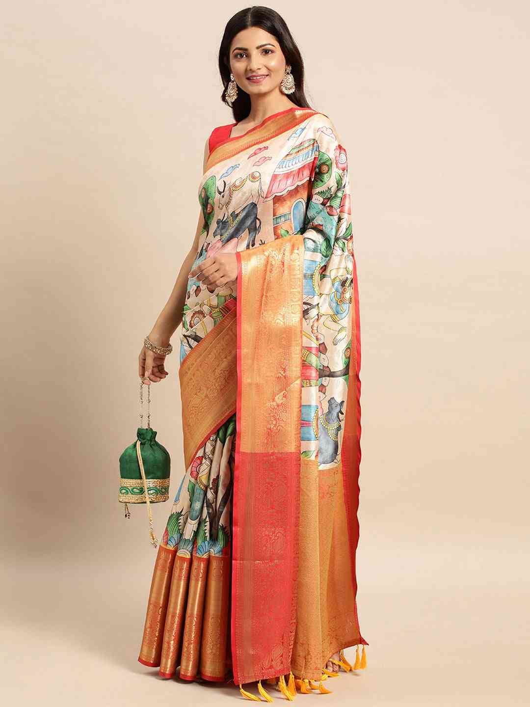 Exquisite Kalamkari Pattu Banarasi Silk Saree by My Store
