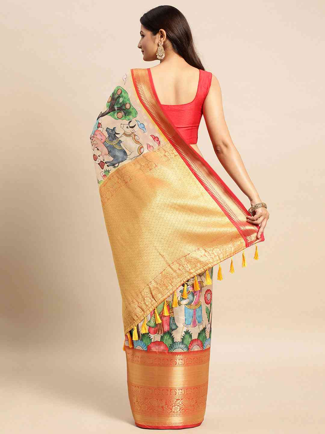 Exquisite Kalamkari Pattu Banarasi Silk Saree by My Store