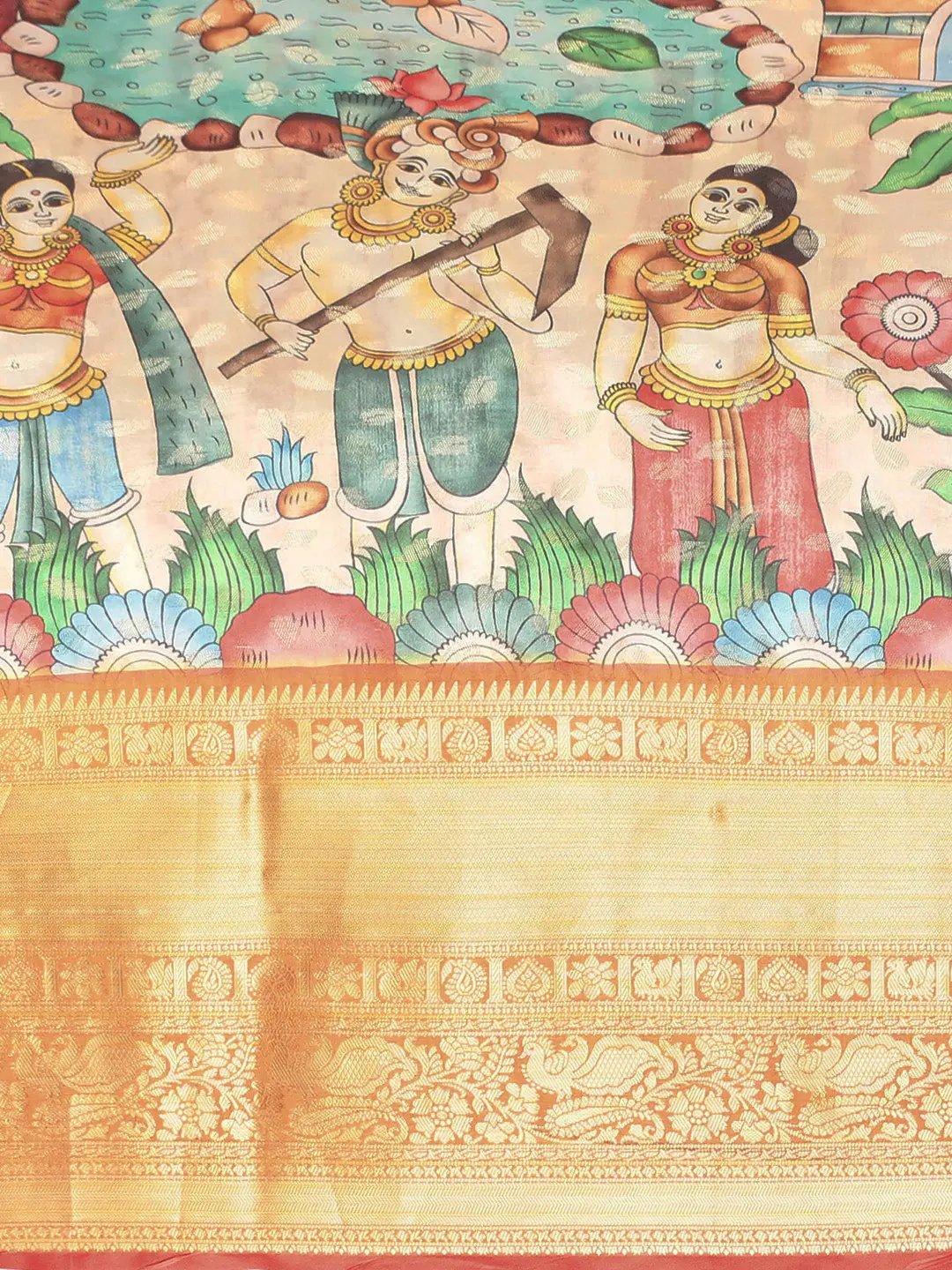 Exquisite Kalamkari Pattu Banarasi Silk Saree by My Store
