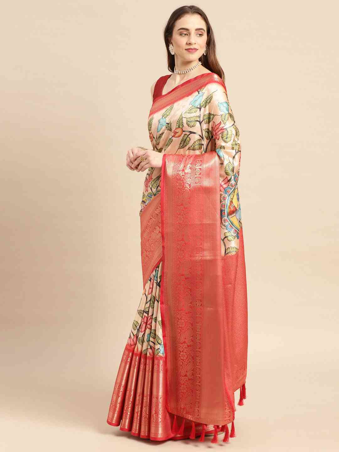 Exquisite Kalamkari Pattu Banarasi Silk Saree by My Store