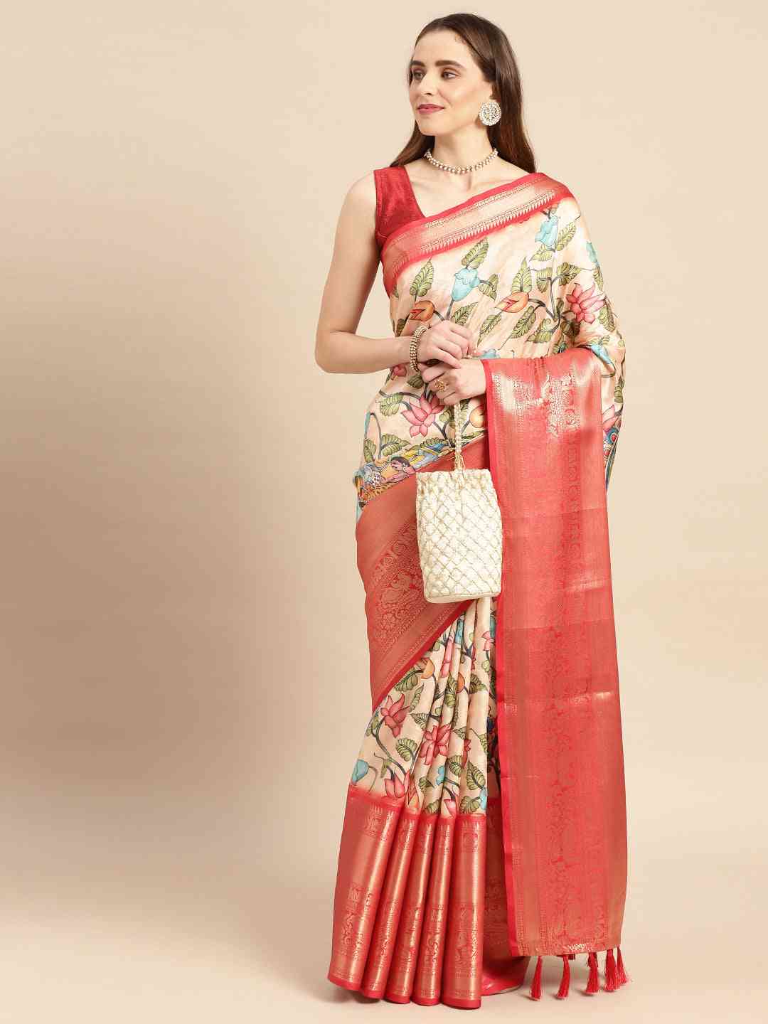 Exquisite Kalamkari Pattu Banarasi Silk Saree by My Store
