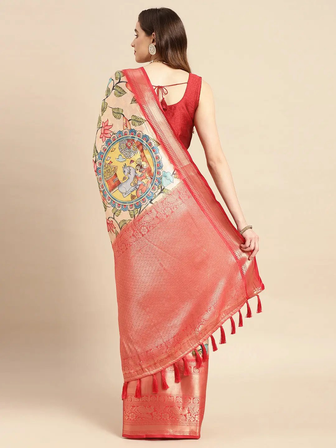 Exquisite Kalamkari Pattu Banarasi Silk Saree by My Store
