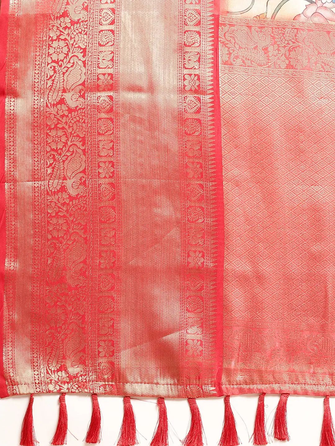 Exquisite Kalamkari Pattu Banarasi Silk Saree by My Store
