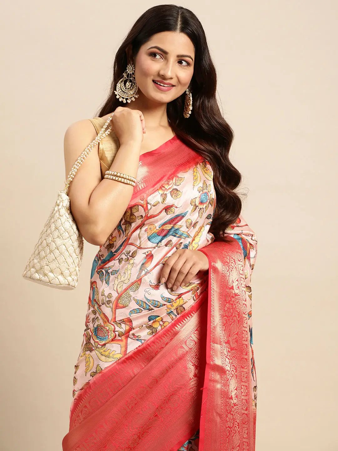 Exquisite Kalamkari Pattu Banarasi Silk Saree by My Store