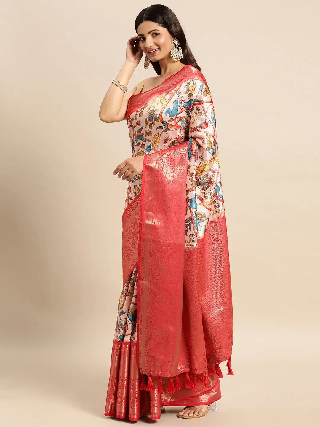 Exquisite Kalamkari Pattu Banarasi Silk Saree by My Store