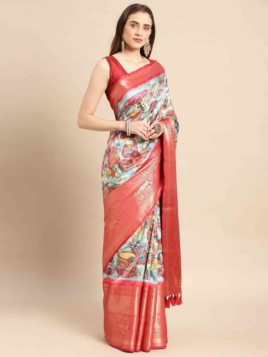 Exquisite Kalamkari Pattu Banarasi Silk Saree by My Store