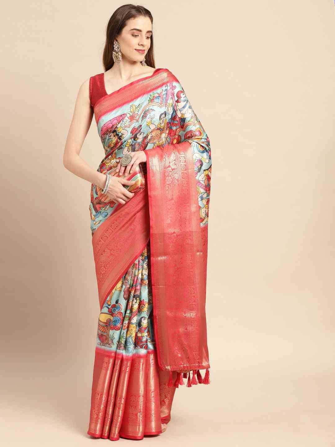 Exquisite Kalamkari Pattu Banarasi Silk Saree by My Store