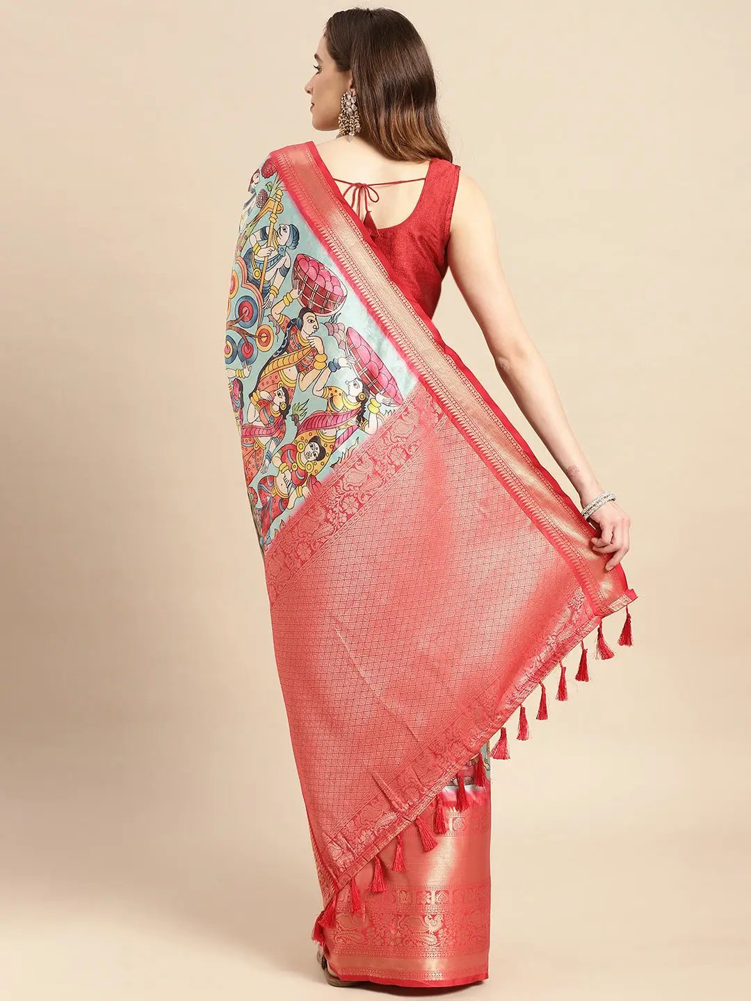 Exquisite Kalamkari Pattu Banarasi Silk Saree by My Store