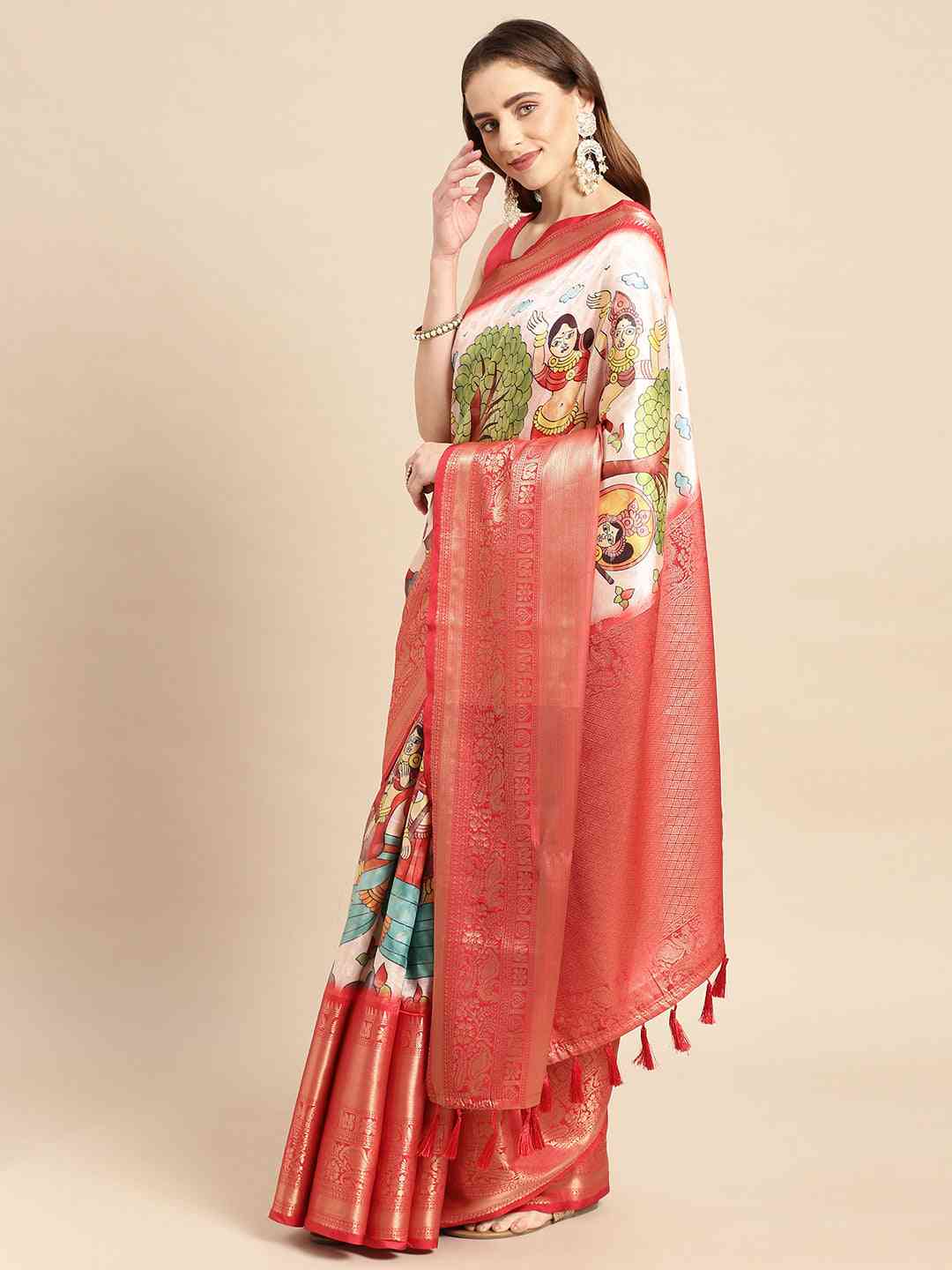 Exquisite Kalamkari Pattu Banarasi Silk Saree by My Store