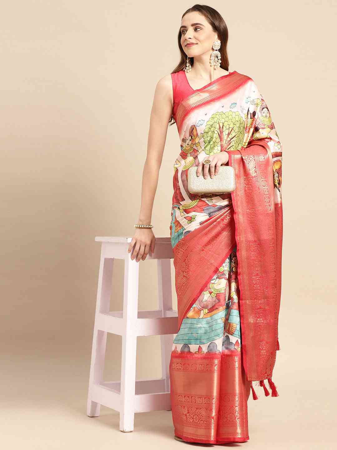 Exquisite Kalamkari Pattu Banarasi Silk Saree by My Store