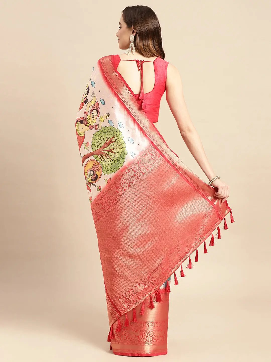 Exquisite Kalamkari Pattu Banarasi Silk Saree by My Store