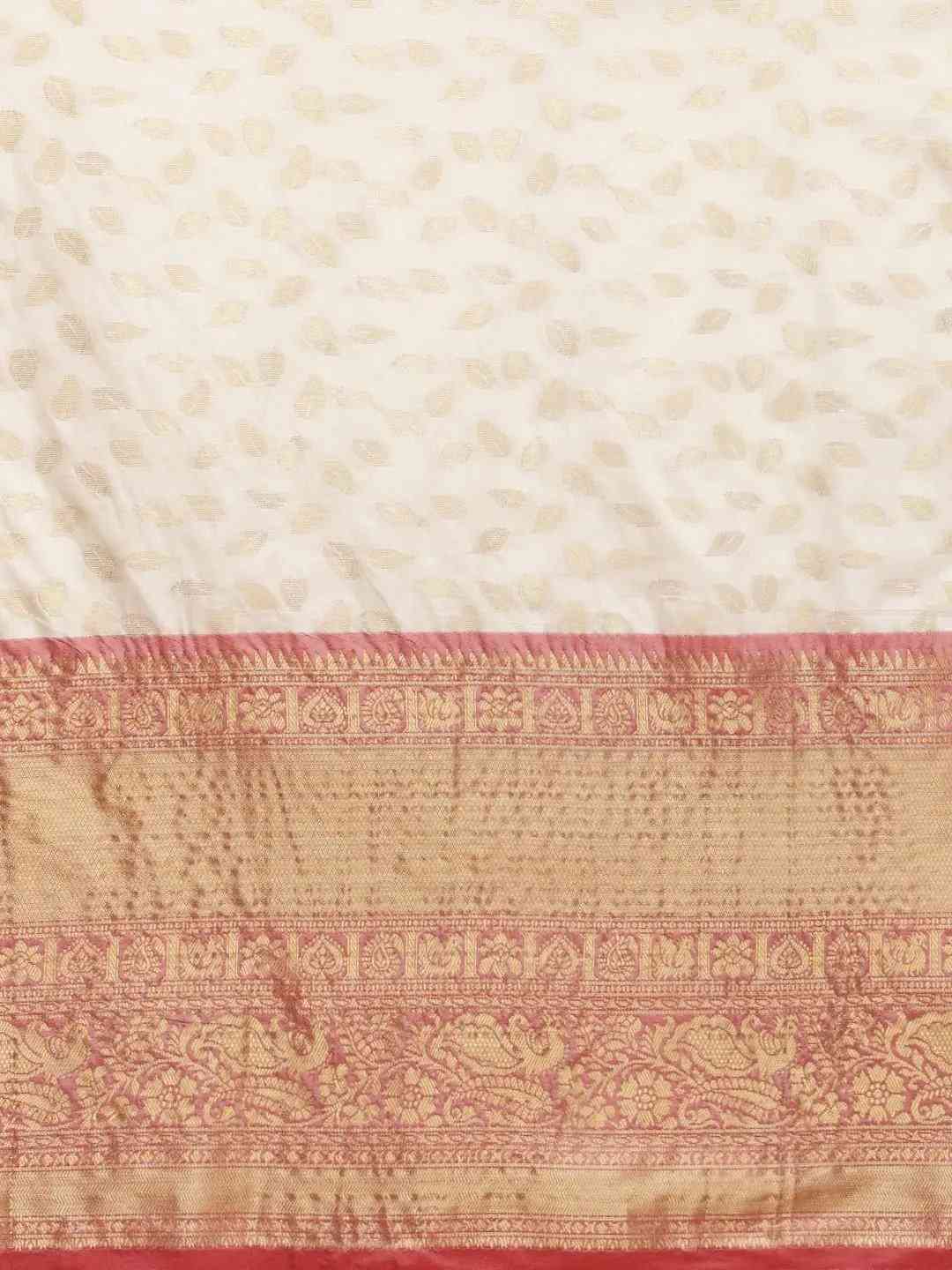 White Colour Banarasi Kanchi Zari Weaving Pattu Saree
