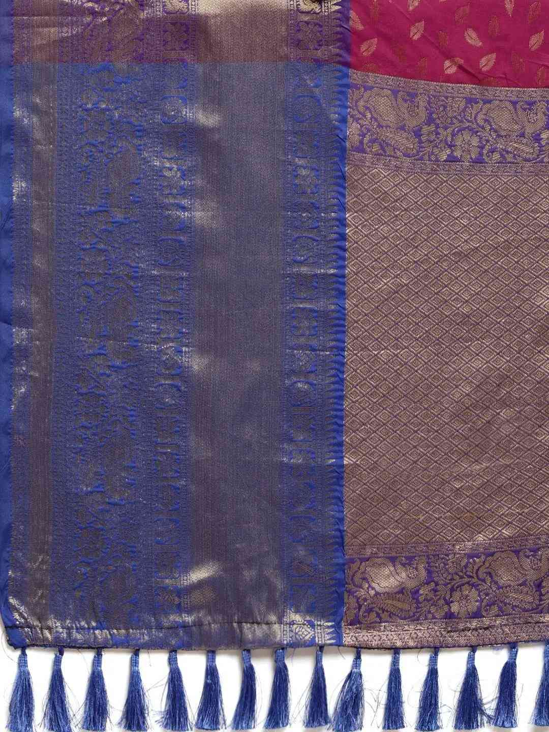 Wine Colour Banarasi Kanchi Zari Weaving Pattu Saree
