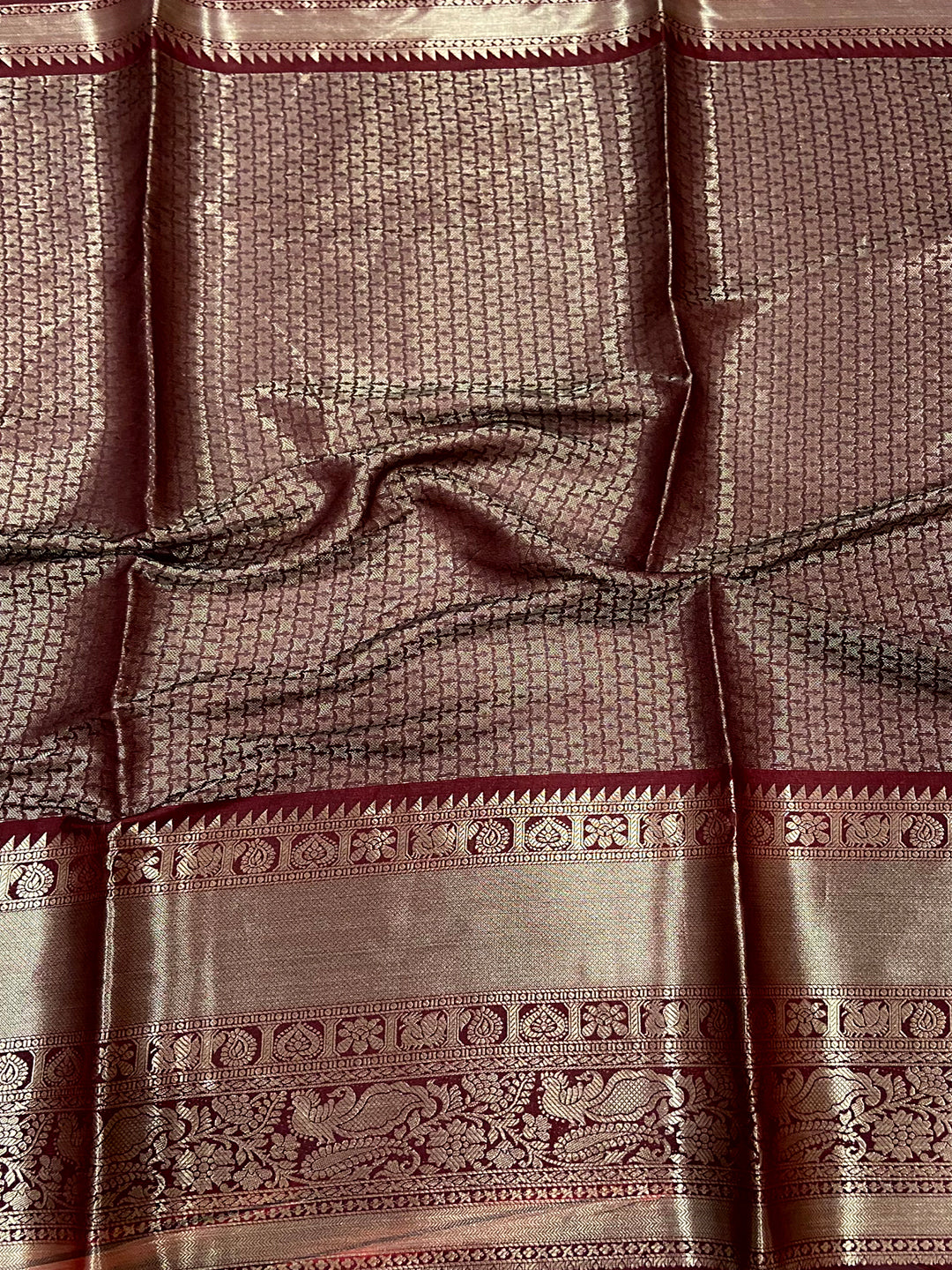 Regal Brown Soft Silk Saree With Pattu Zari Border by My Store