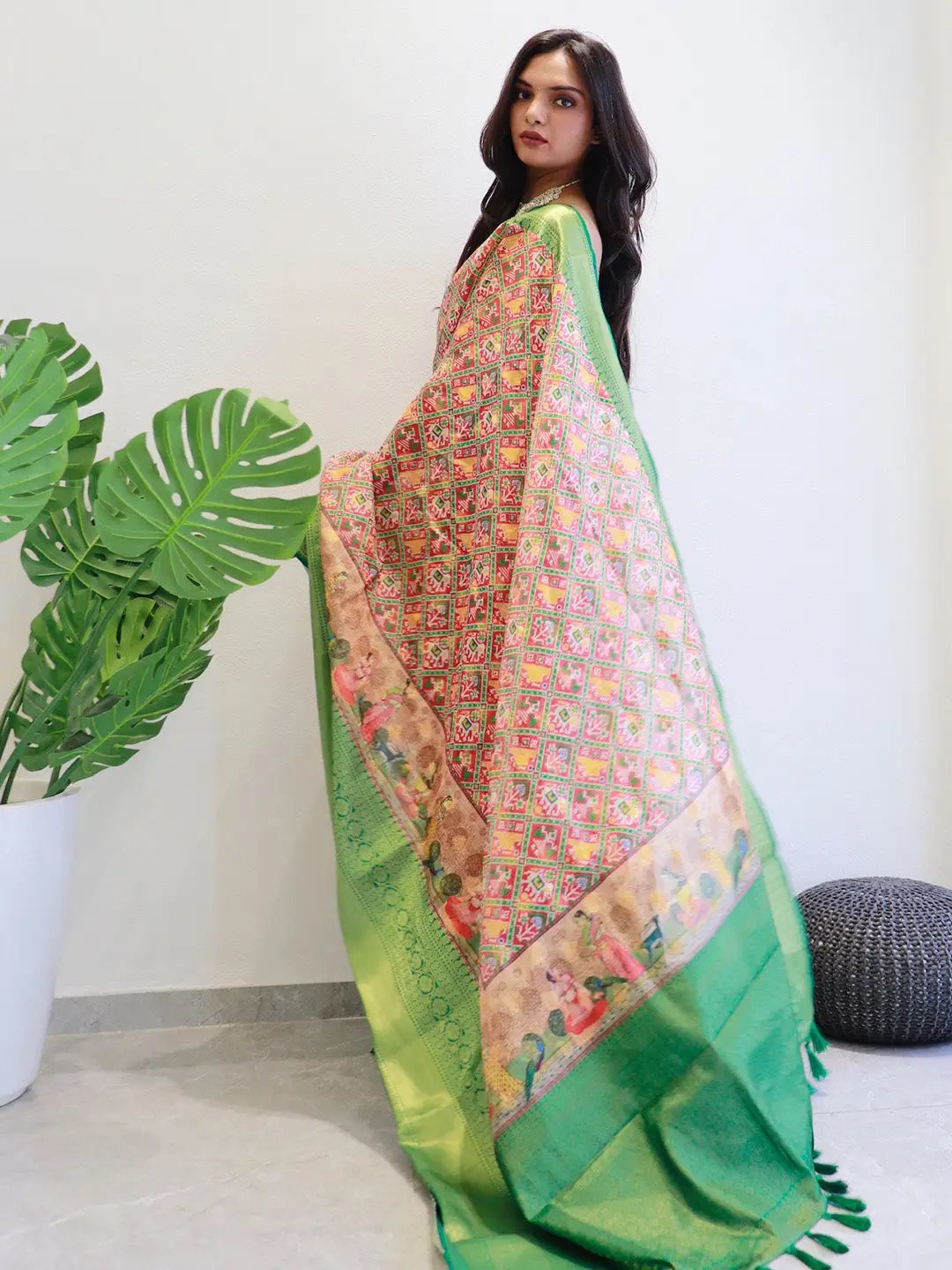 Patola printed Moonga Kota Doriya Saree by My Store