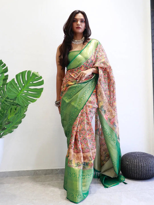 Patola printed Moonga Kota Doriya Saree by My Store