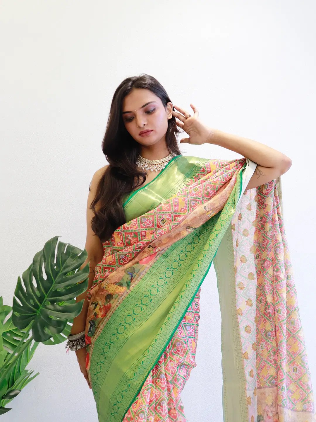 Patola printed Moonga Kota Doriya Saree by My Store