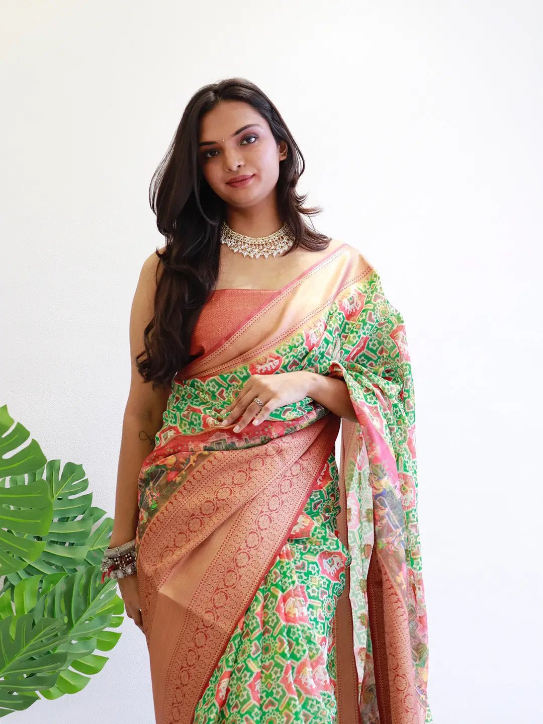 Patola Digital printed Moonga Silk Kota Doriya Designer Party Wear Saree by My Store
