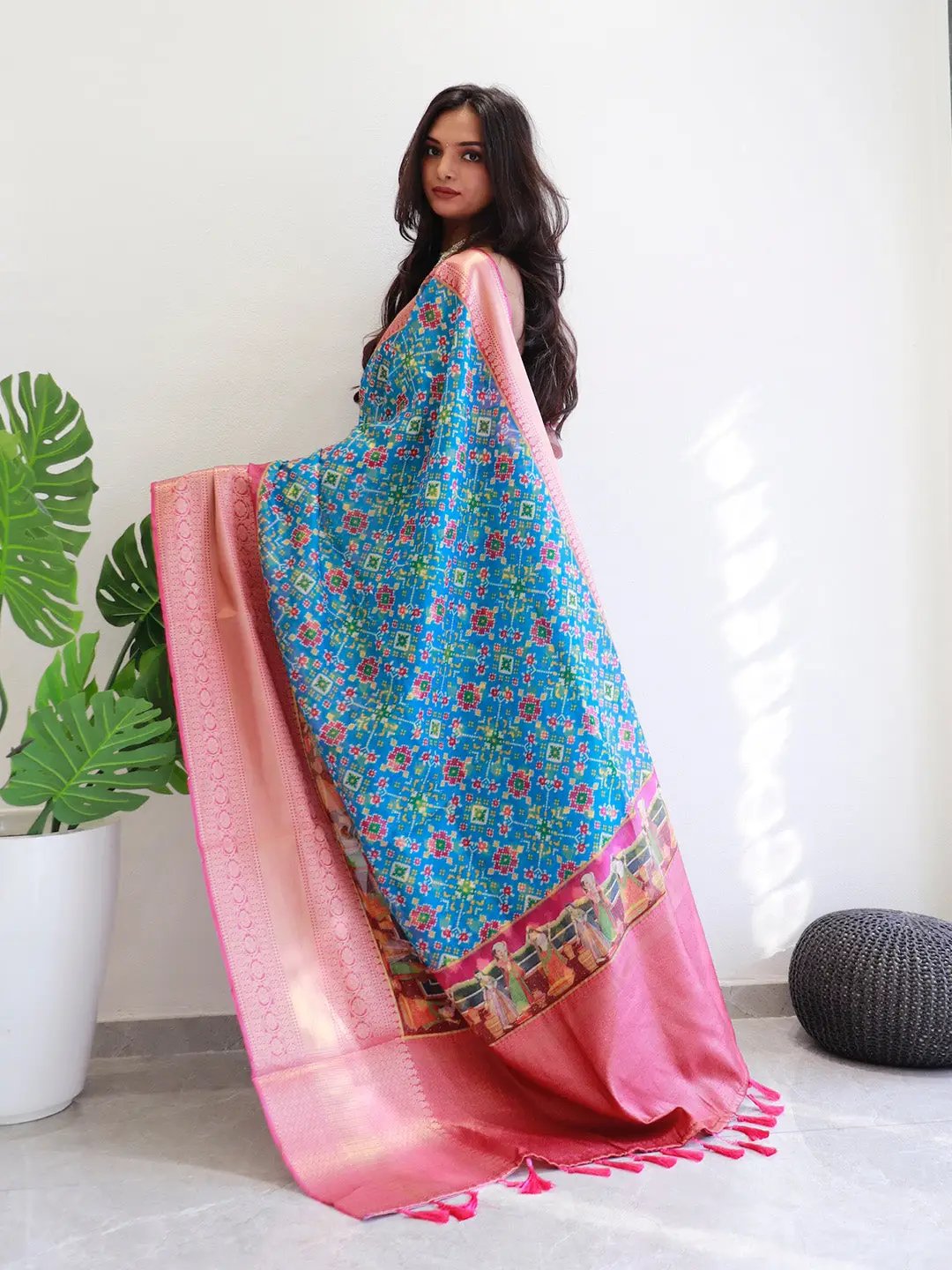 Blue Patola Moonga Kota Doriya Designer Wear Saree