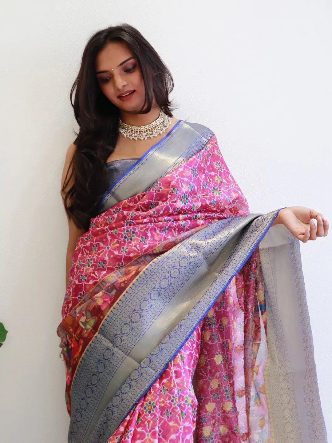 Patola Digital printed Moonga Silk Kota Doriya Designer Party Wear Saree by My Store