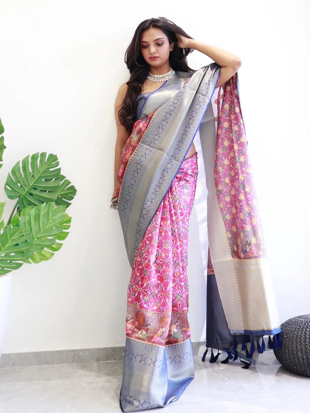 Patola Digital printed Moonga Silk Kota Doriya Designer Party Wear Saree by My Store