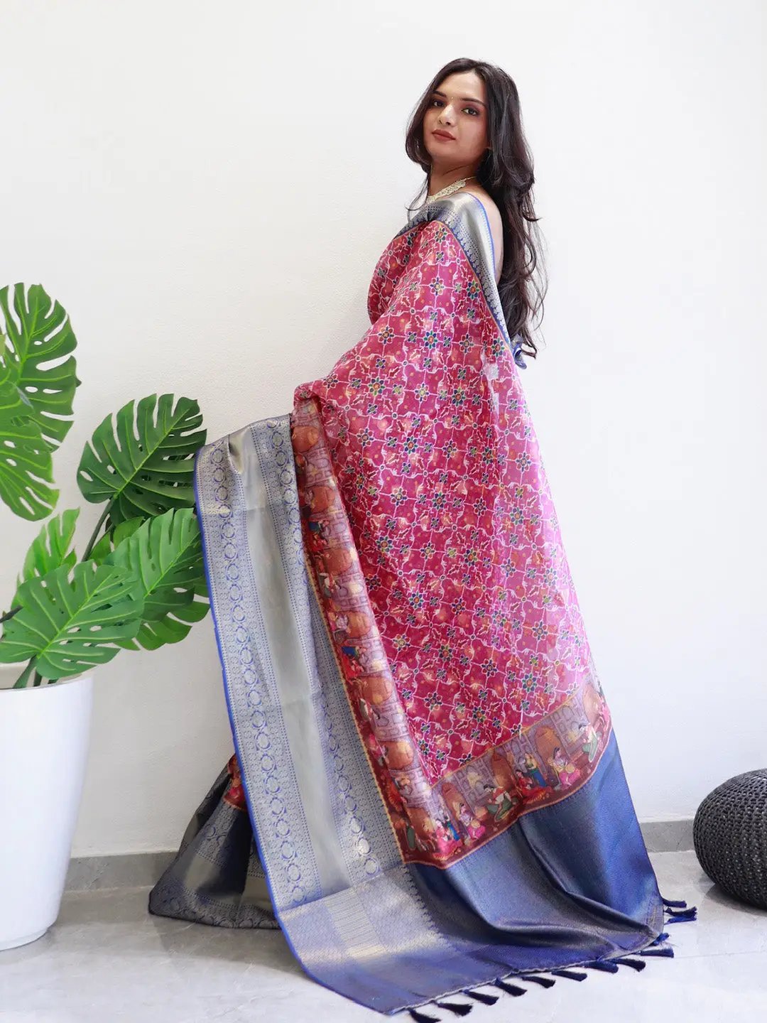 Patola Digital printed Moonga Silk Kota Doriya Designer Party Wear Saree by My Store