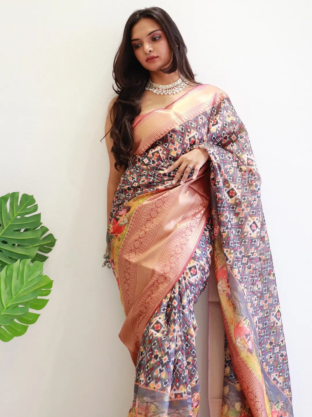 Patola Digital printed Moonga Silk Kota Doriya Designer Party Wear Saree by My Store