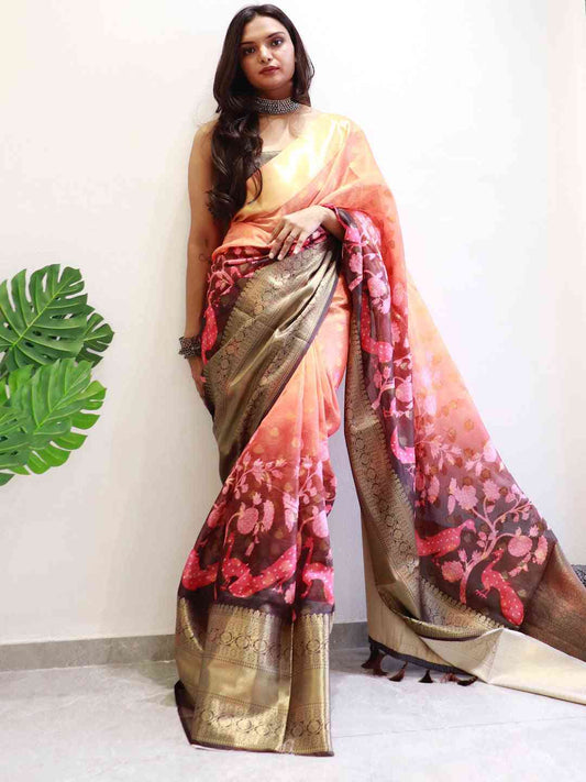 Hybrid Kalamkari Printed Kota Doriya Saree by My Store