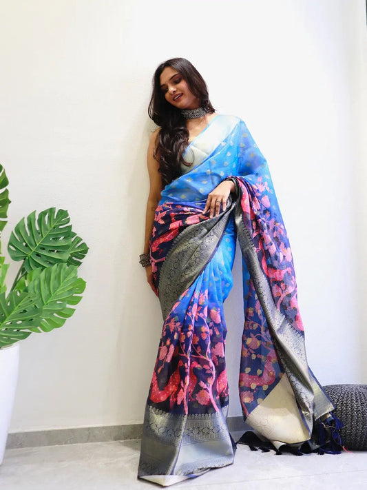 Hybrid Kalamkari Printed Kota Doriya Saree by My Store